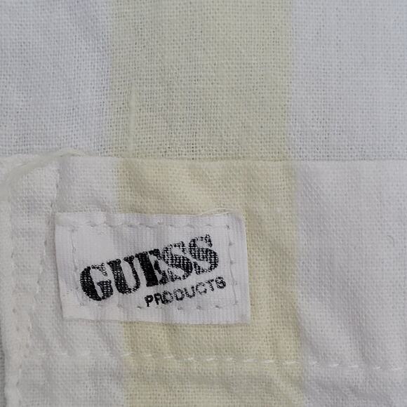 Vintage 90s GUESS Stripes Button Shirt Womens L 21x29 White Yellow - Picture 5 of 13